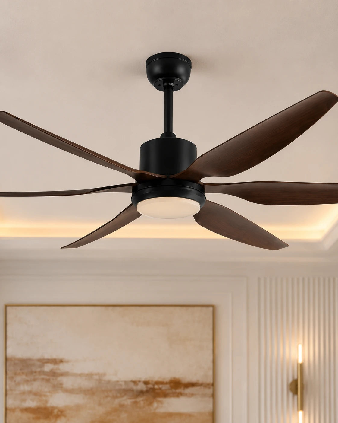 The Zephyr Walnut 6-Blade Ceiling Fan with LED Light - 66 
