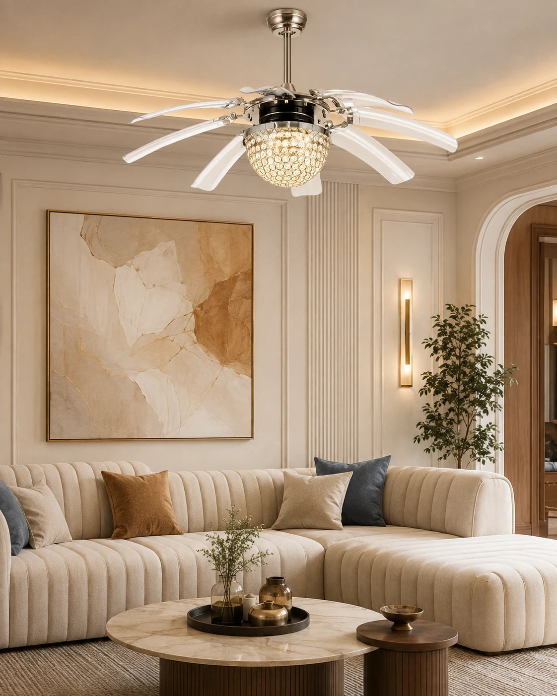 The Aetherium Crystal Dome Fan Chandelier 