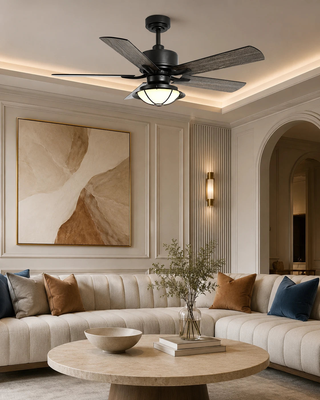 Farmhouse Breeze Retractable Fan Light 