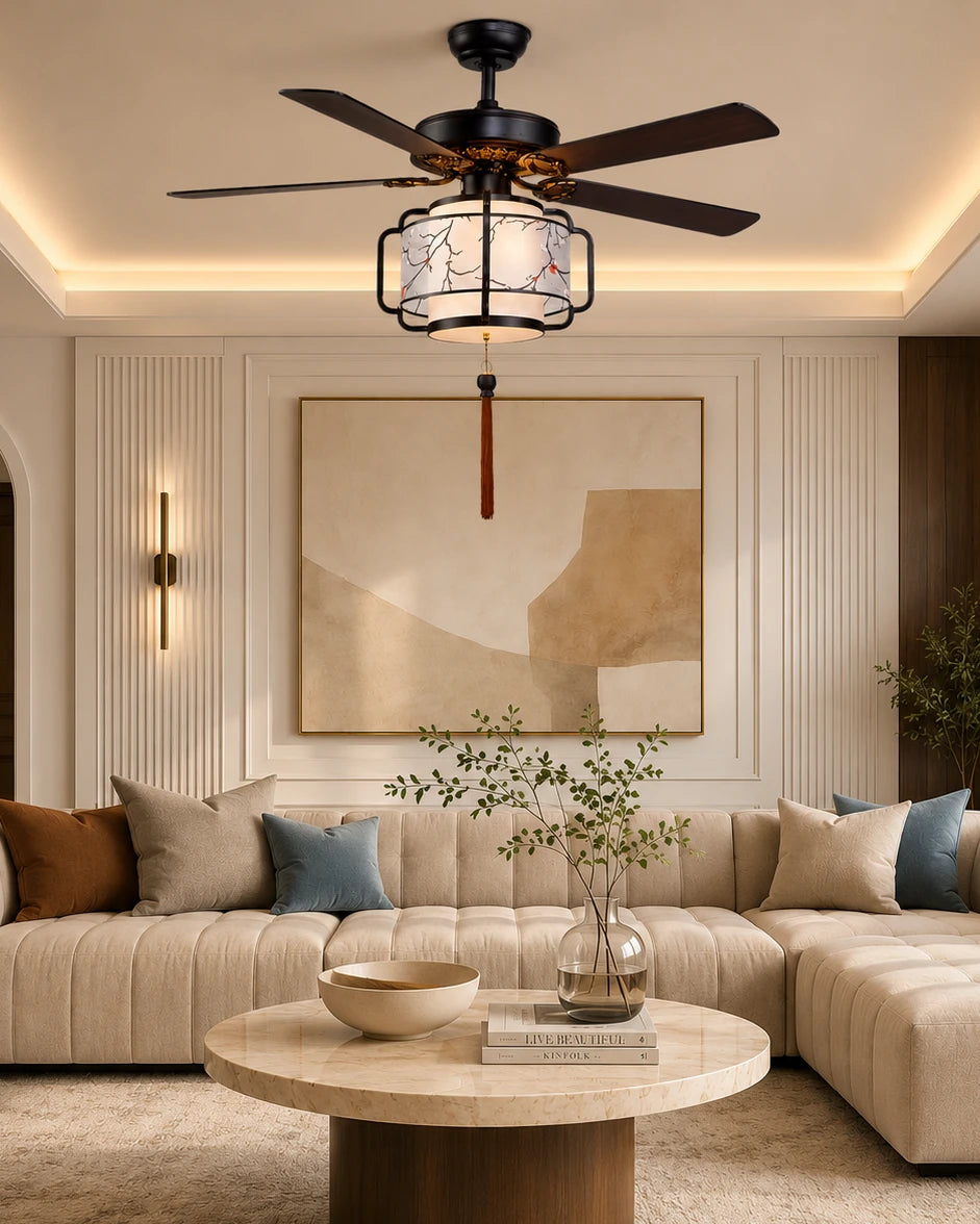Plum Blossom Cage Fan Chandelier 