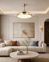 Golden Petal Retractable Ceiling Fan + Chandelier Light (with Remote Control) 