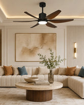 The Zephyr Walnut 6-Blade Ceiling Fan with LED Light - 54 