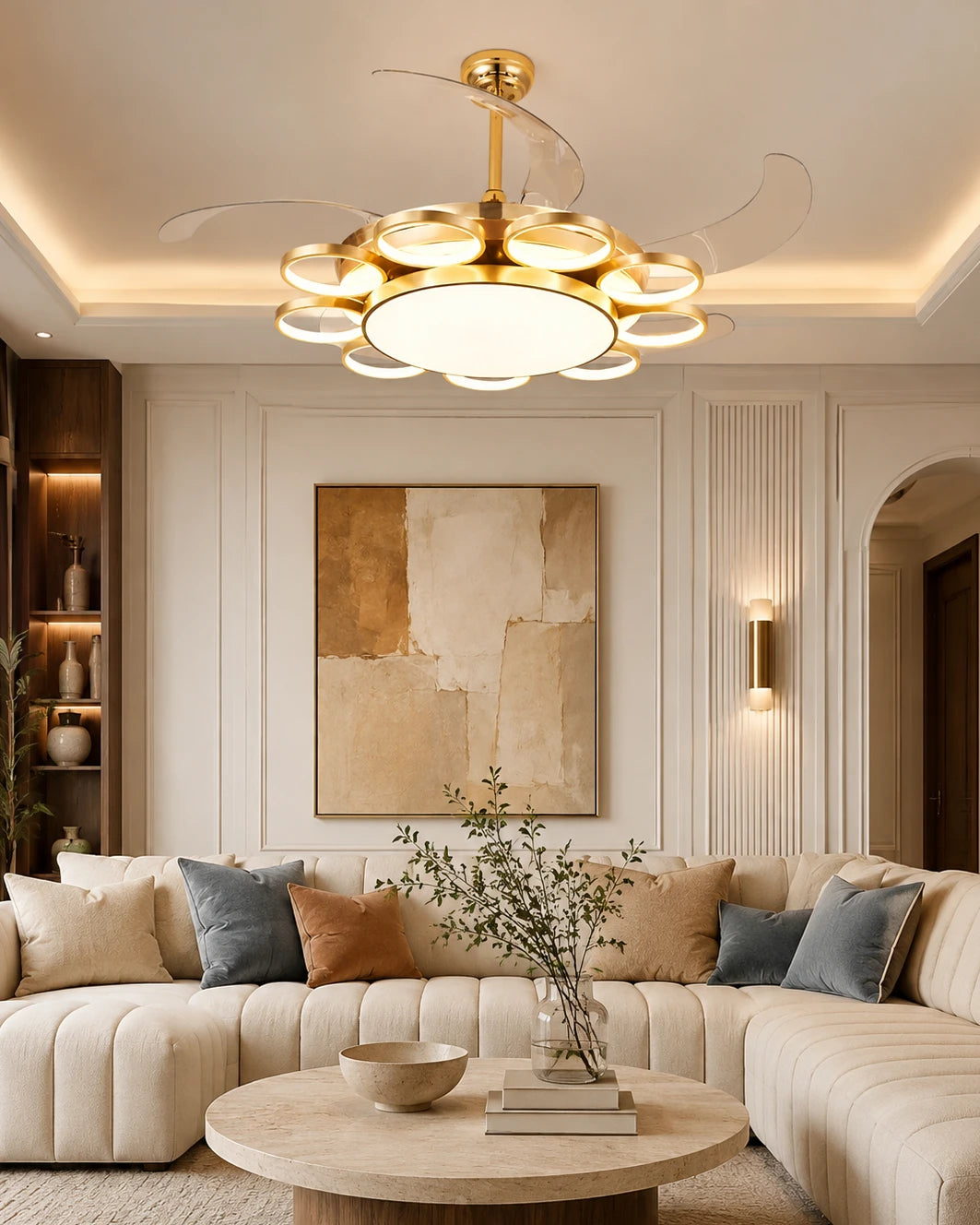 Electa Retractable Ceiling Fan + Chandelier Light (with Remote Control) 