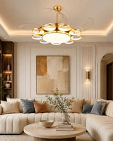 Electa Retractable Ceiling Fan + Chandelier Light (with Remote Control) 