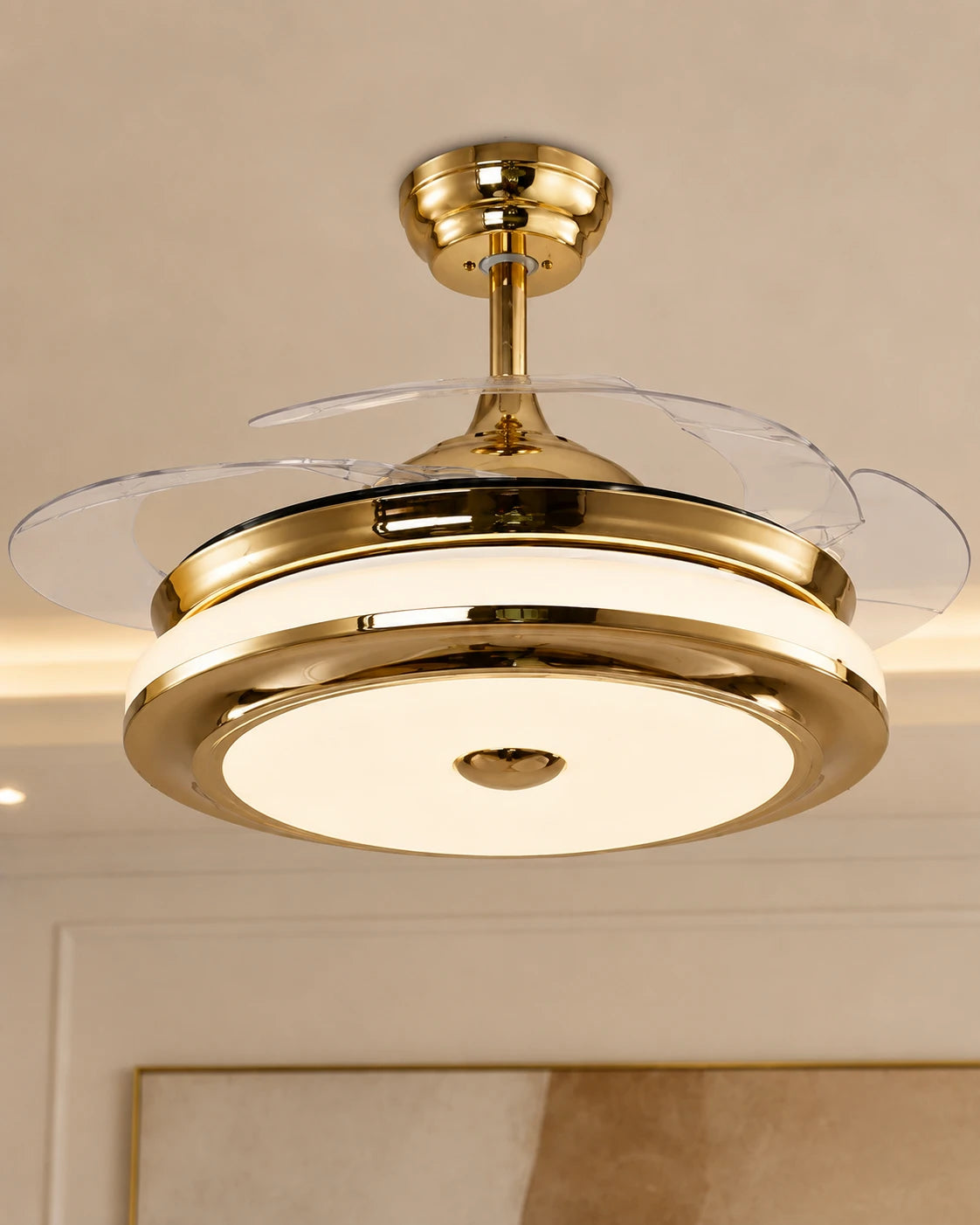 Luxury Retractable Blade LED Fan Chandelier 
