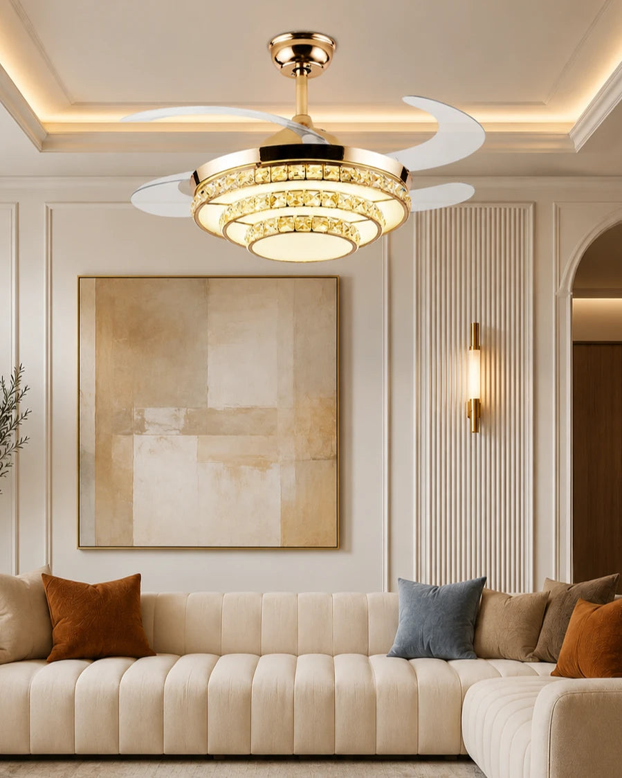The Aurelia Tiered Crystal Fan Chandelier 