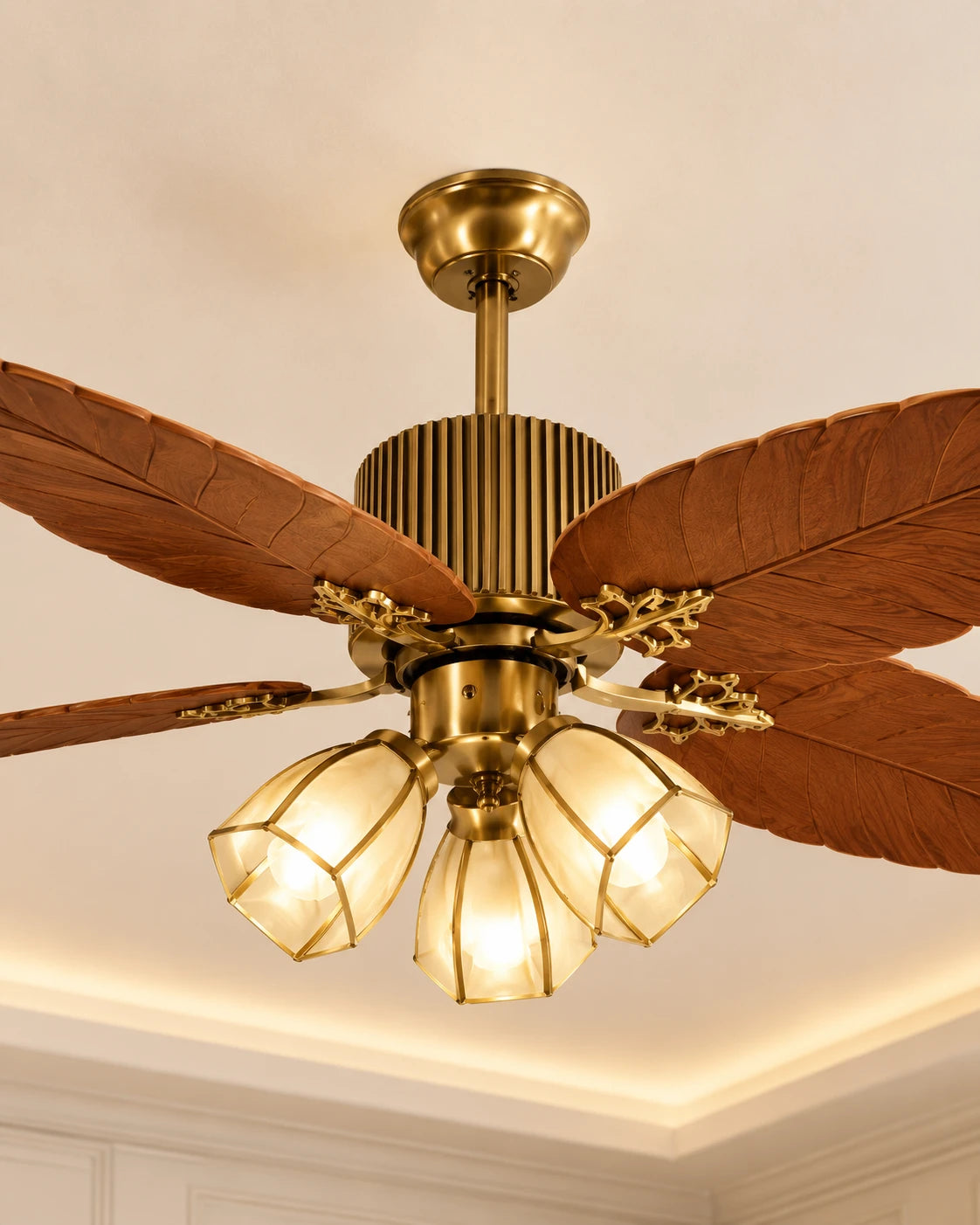 Palm Leaf Vintage Ceiling Fan with 3 Lights 