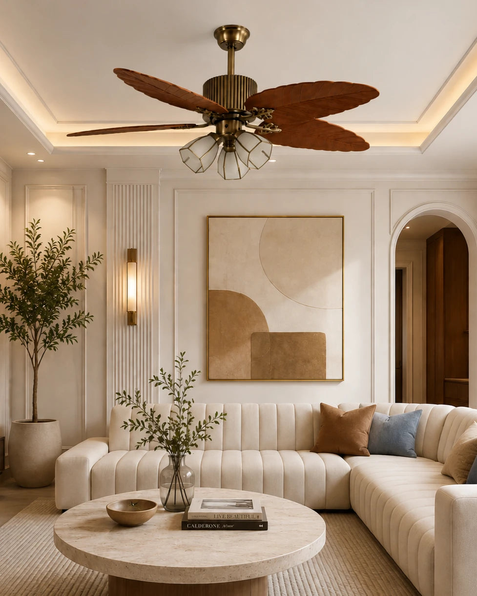 Palm Leaf Vintage Ceiling Fan with 3 Lights 
