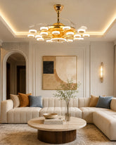 Orbit Glow Retractable Ceiling Fan + Chandelier Light (with Remote Control) 