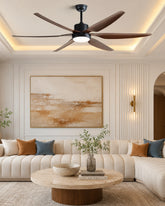 The Zephyr Walnut 6-Blade Ceiling Fan with LED Light - 66 