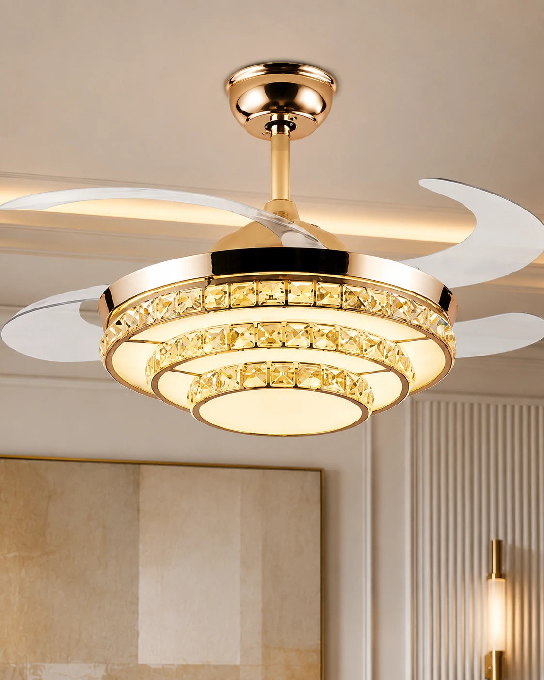 The Aurelia Tiered Crystal Fan Chandelier 