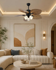 Balinese Style Tropical Palm Leaf Ceiling Fan with 3 Lights