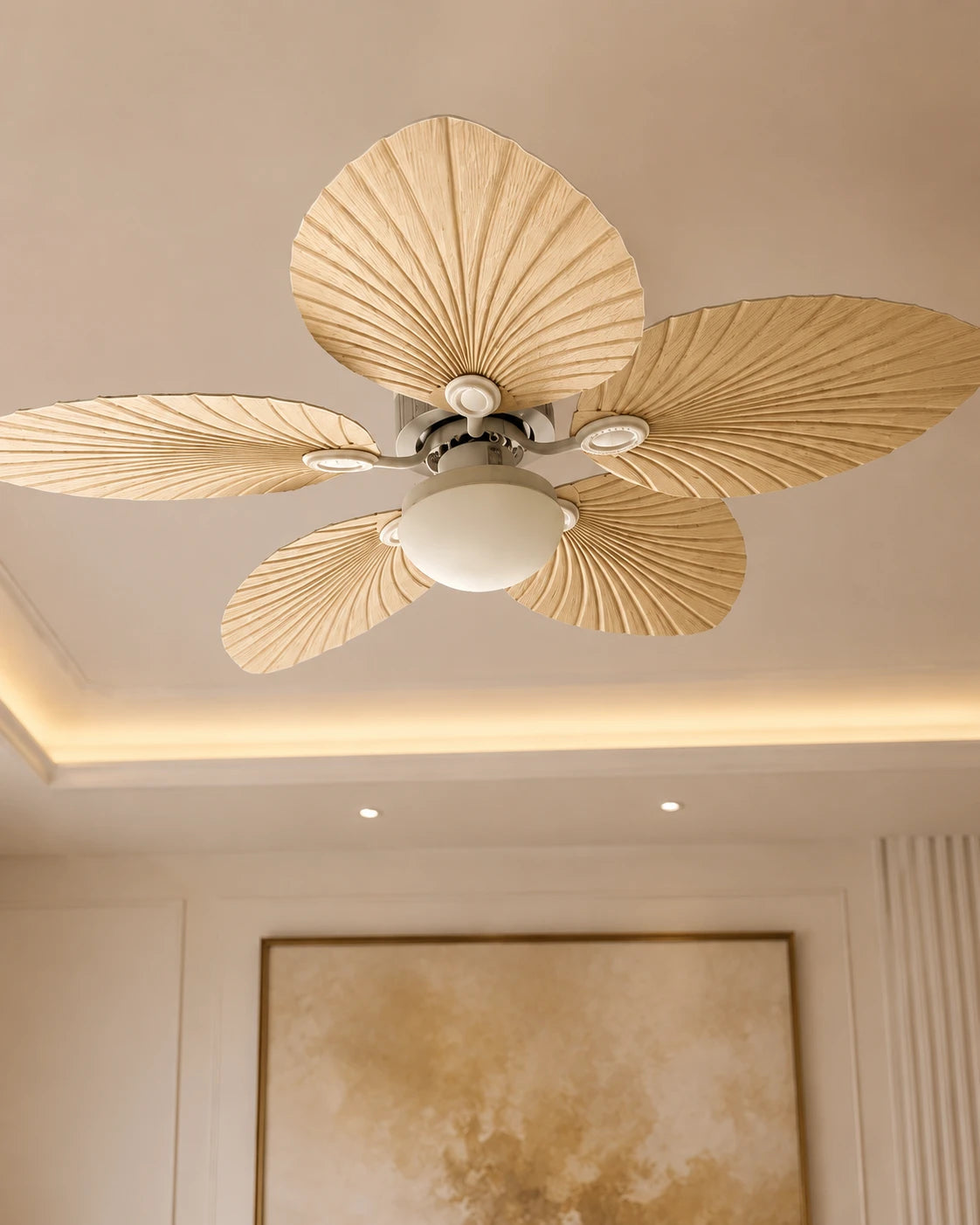 Tropical Palm Leaf Breeze Ceiling Fan Light 