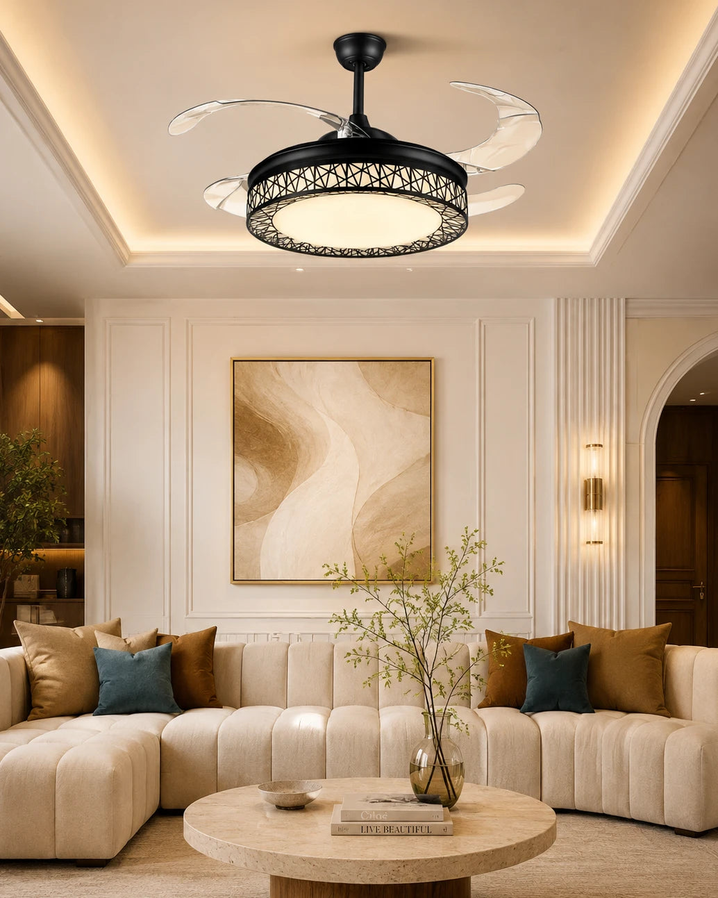 Criss-Cross Drum Retractable Fan Light 