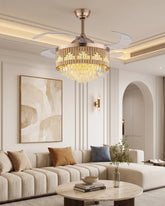 Crystal Luxe Retractable Fan Chandelier 