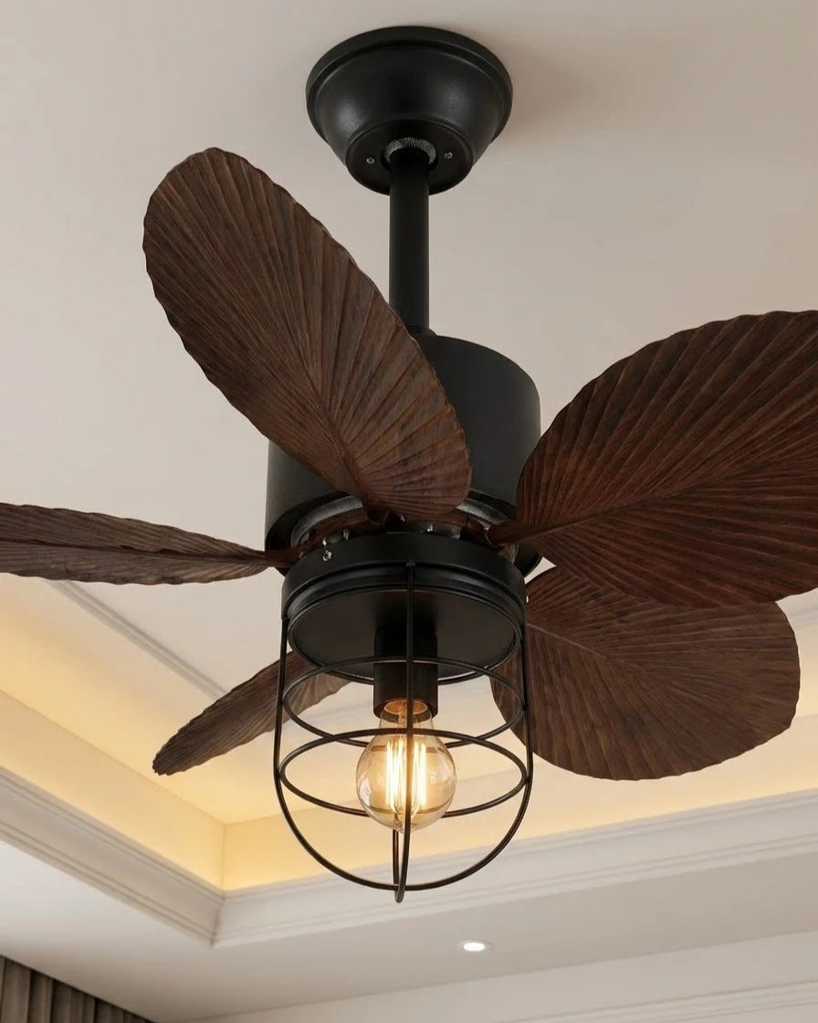 Tropical Leaf Blade Ceiling Fan Light 