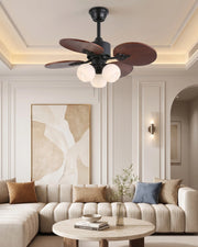 Tropical Palm Leaf Retractable Ceiling Fan + Chandelier Light (with Remote Control)