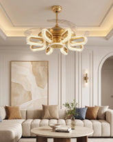 Golden Glide Retractable Ceiling Fan + Chandelier Light (with Remote Control) 