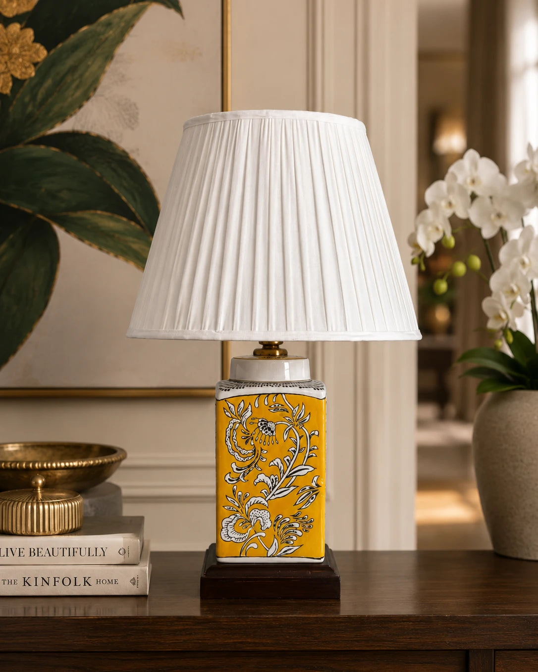 The Marigold Botanical Column Table Lamp 