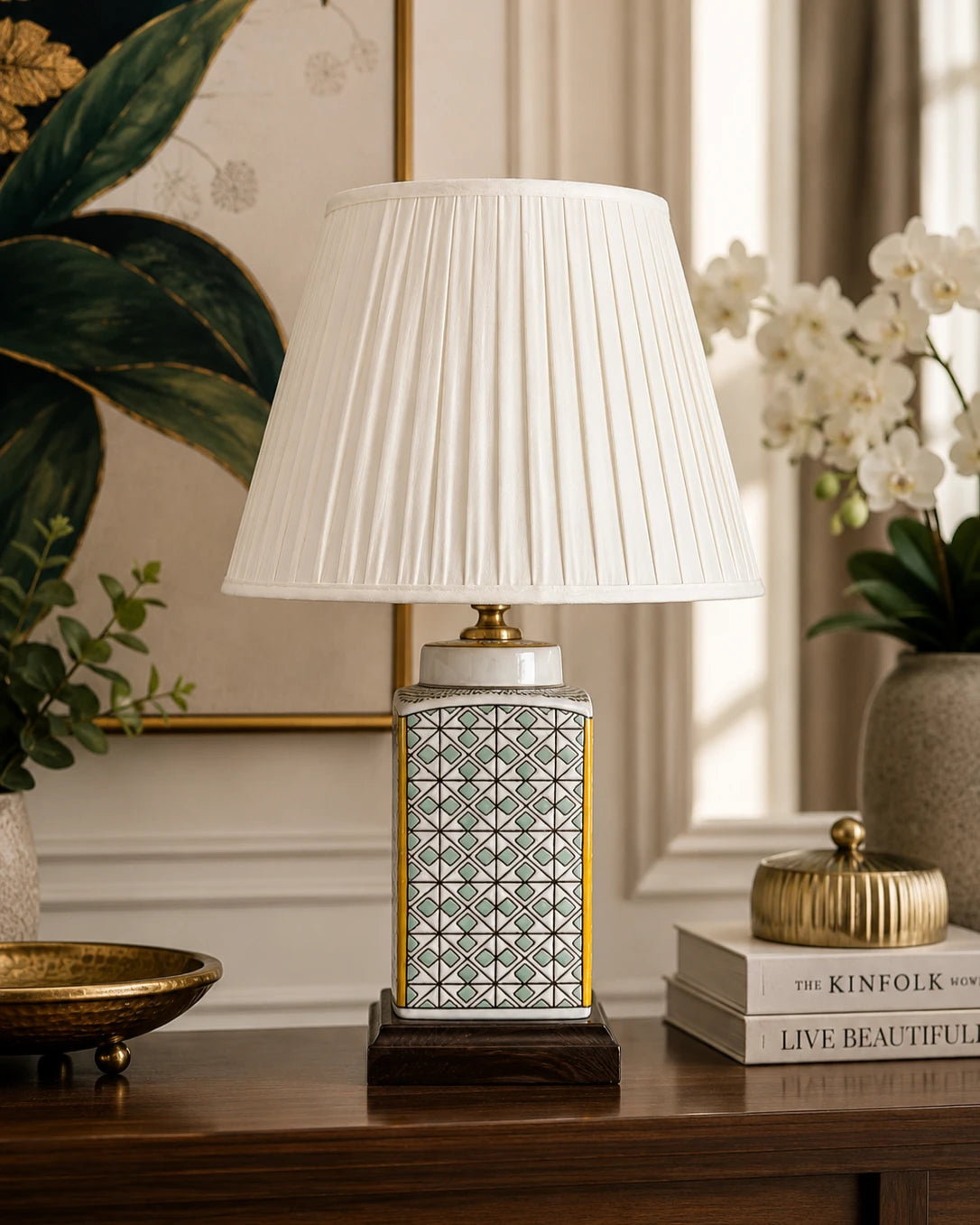 The Marigold Botanical Column Table Lamp 