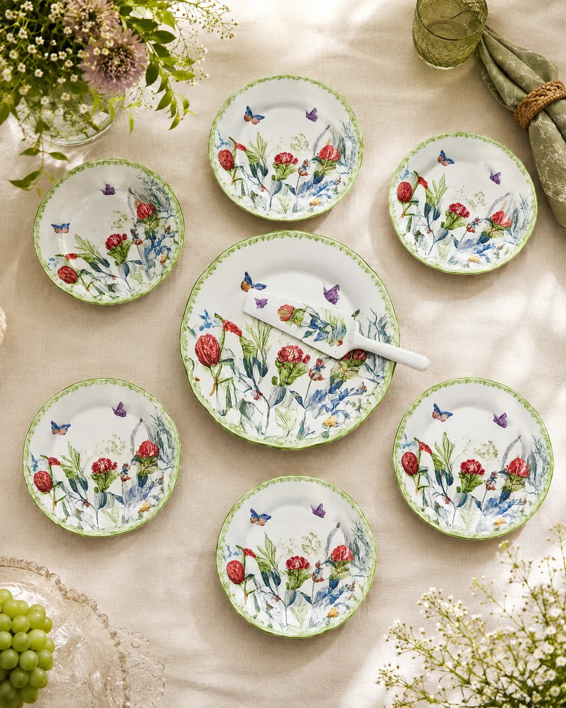 Botanical Garden Cake Plates - Set Of 8 