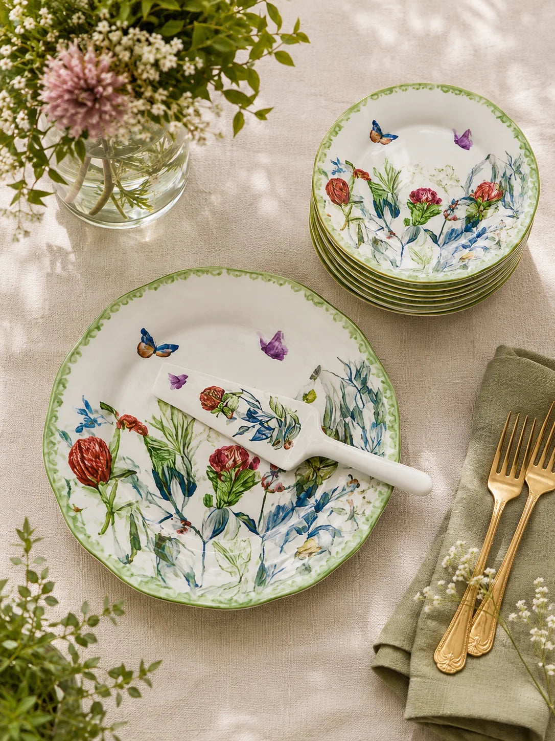Botanical Garden Cake Plates - Set Of 8 