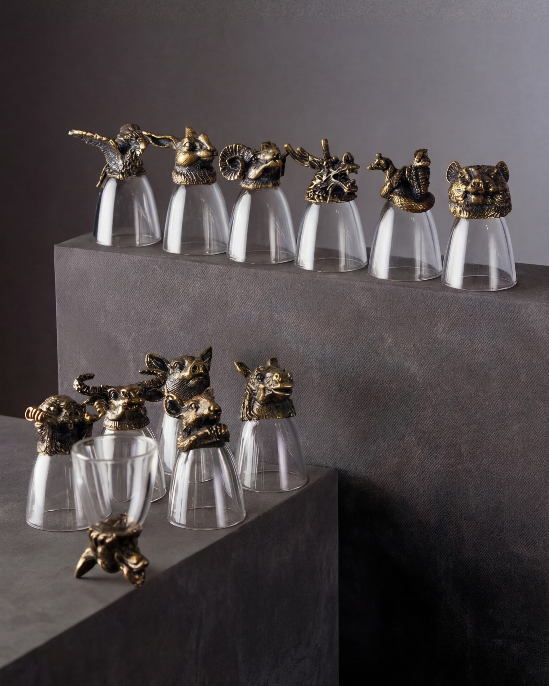Animal Head Shooters Bronze - Set of 12 