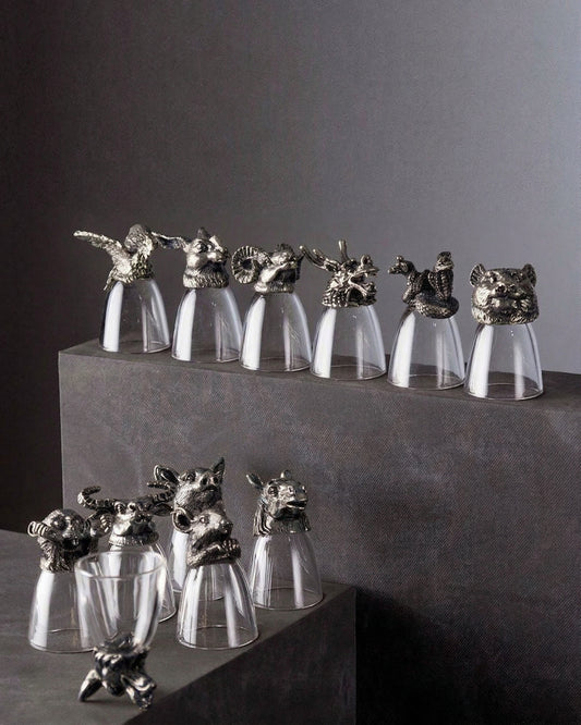 Animal Head Shooters Silver - Set of 12