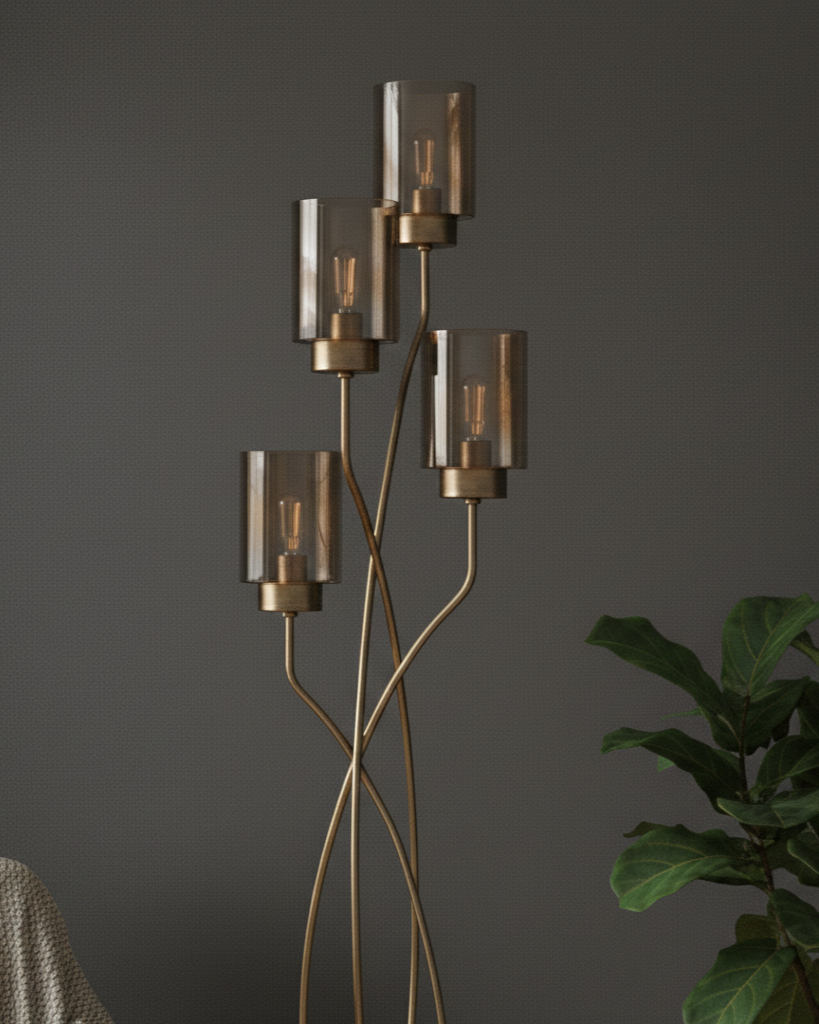 Modern 4-Light Gold Floor Lamp 