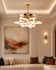 Curv Strip Retractable Ceiling Fan + Chandelier Light (with Remote Control)