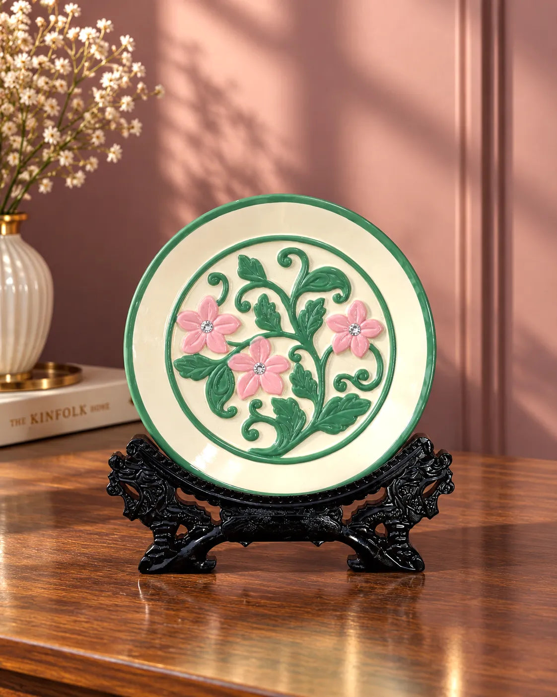 The Blooming Floral Decorative Plate - Green