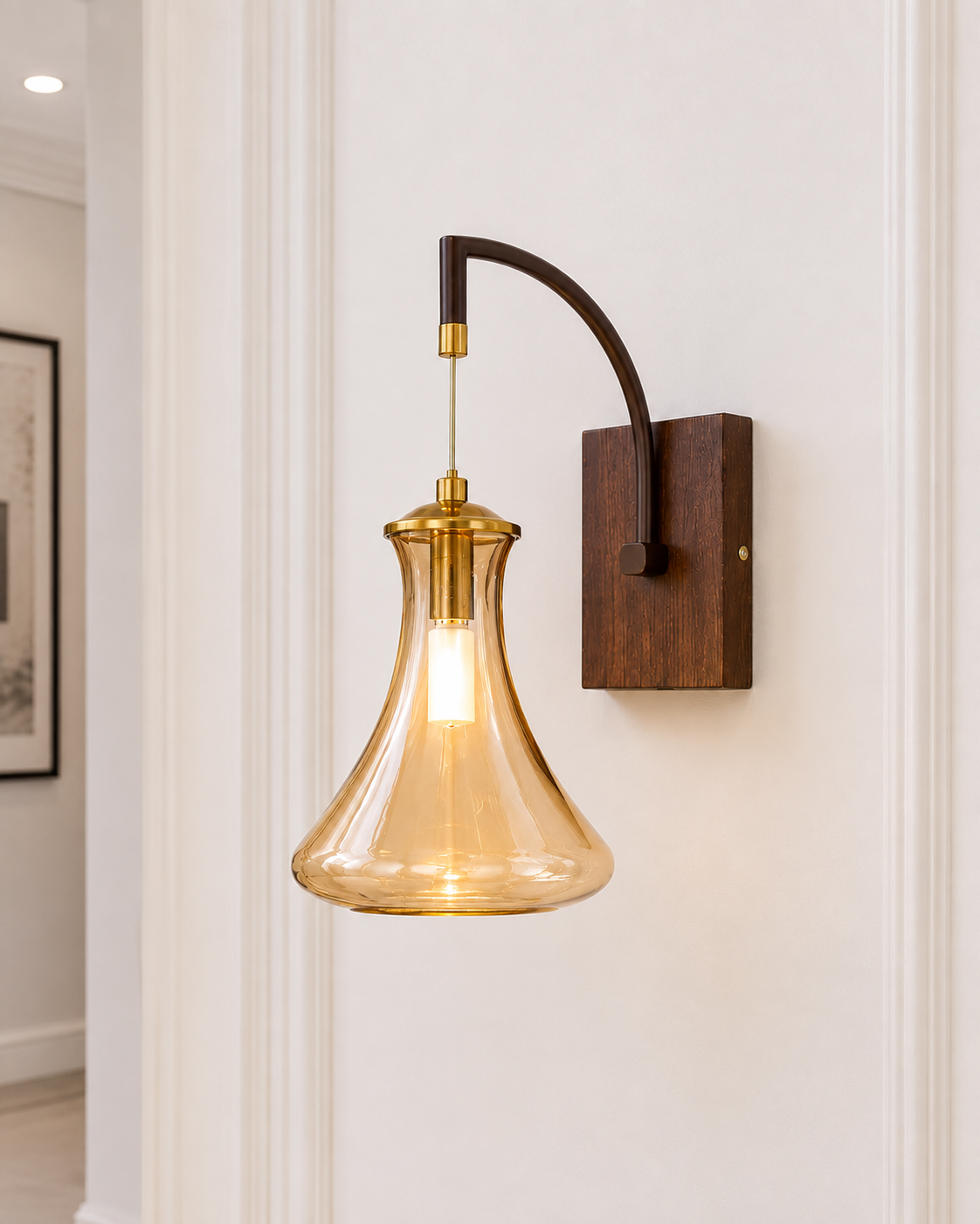 Amber Glass Arc Wall Light