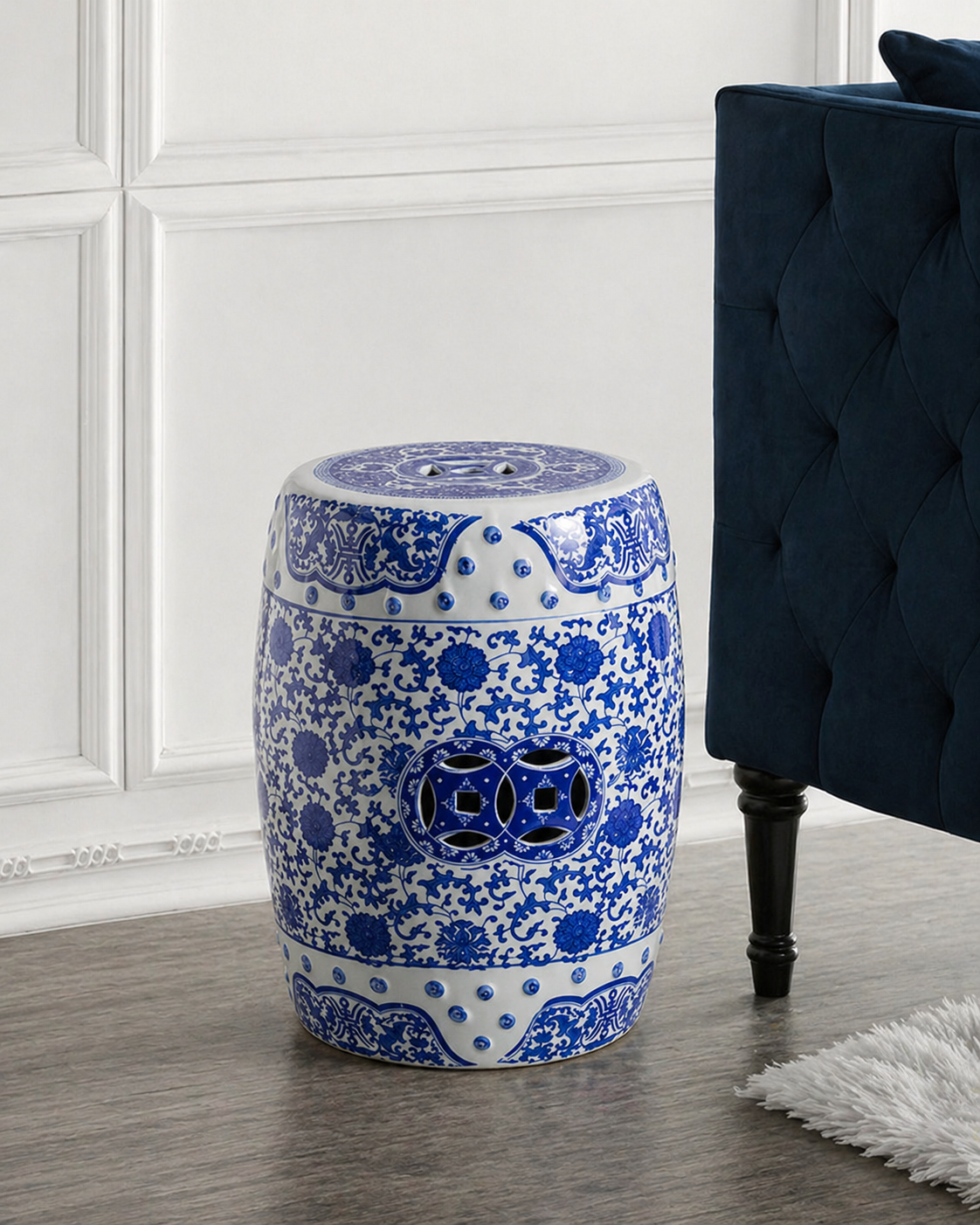 Classic Floral Ceramic Garden Stool 