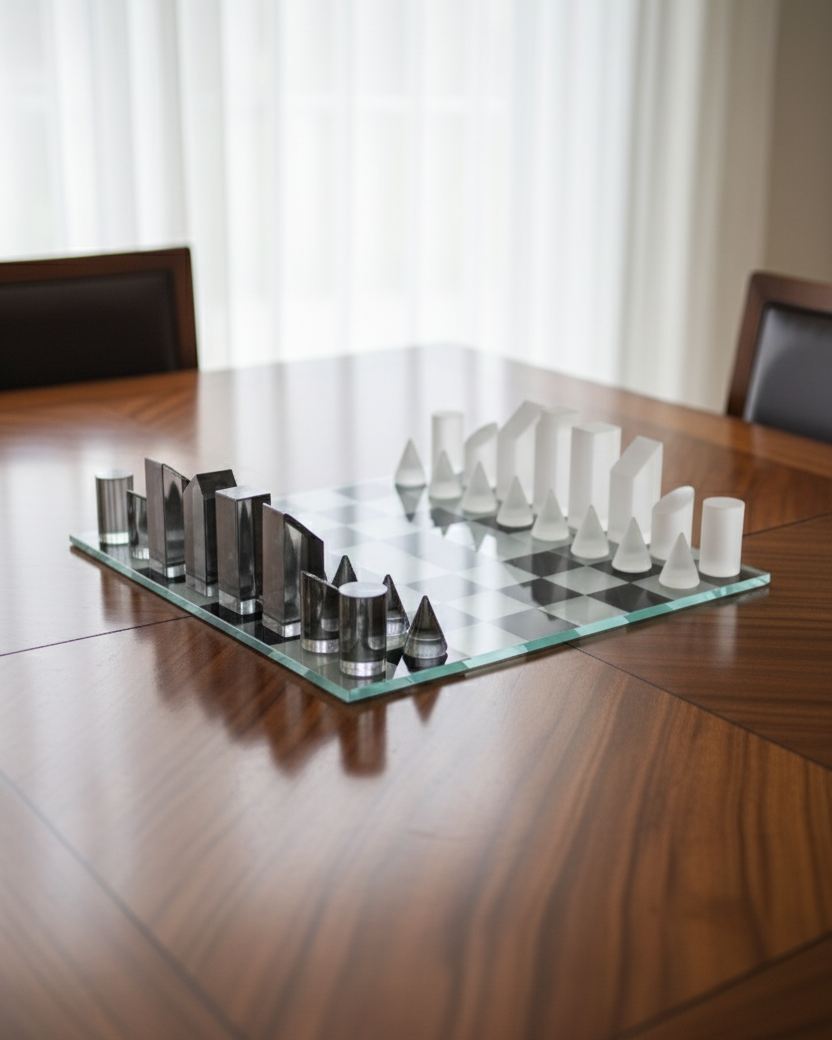 Modern Crystal Geometry Chess Set 