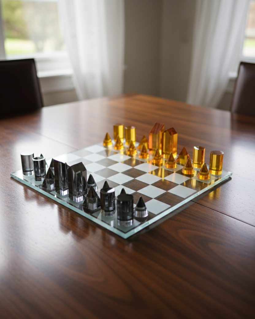 Modern Crystal Geometry Chess Set 