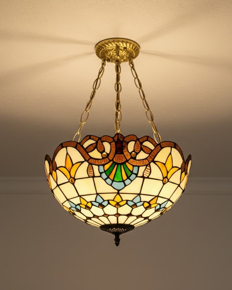 Floral Mosaic Tiffany Pendant Light 