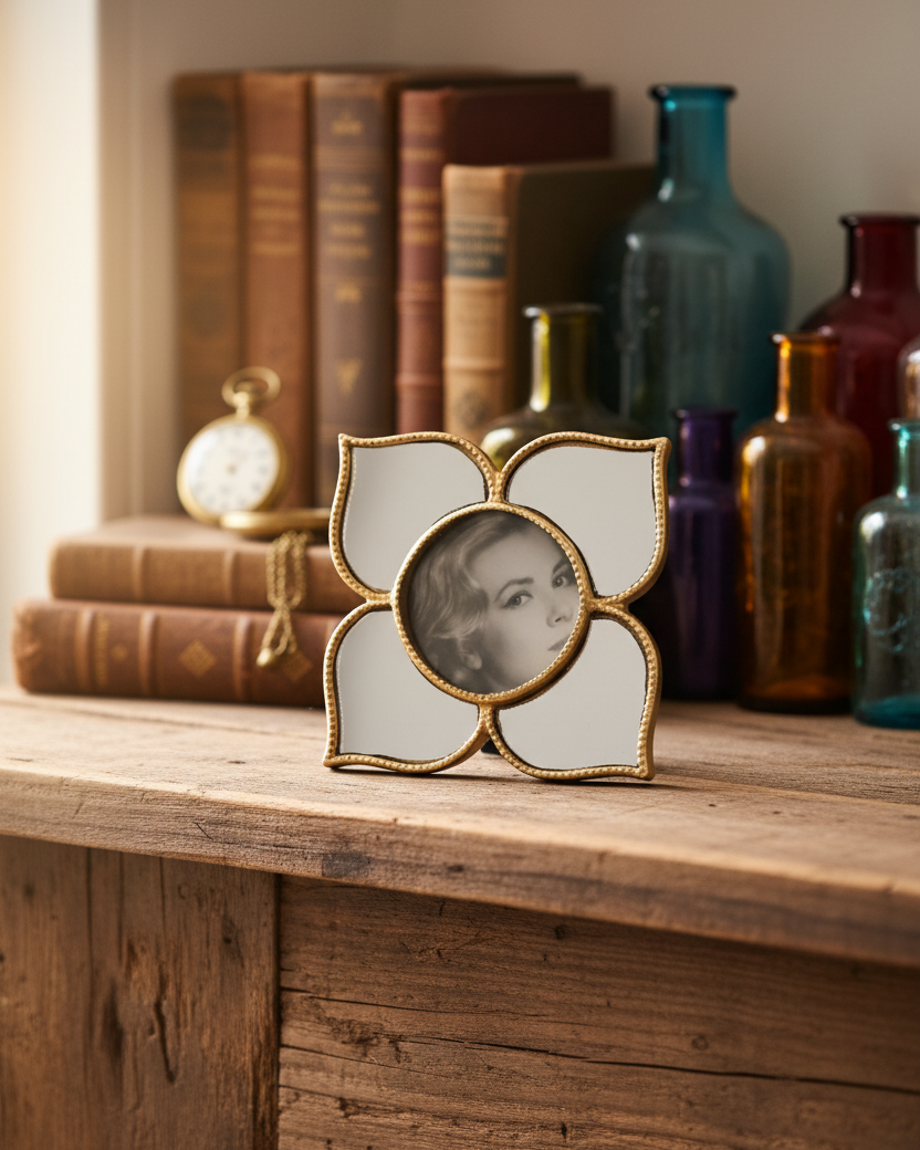 Floral Charm Mirror Photo Frame 