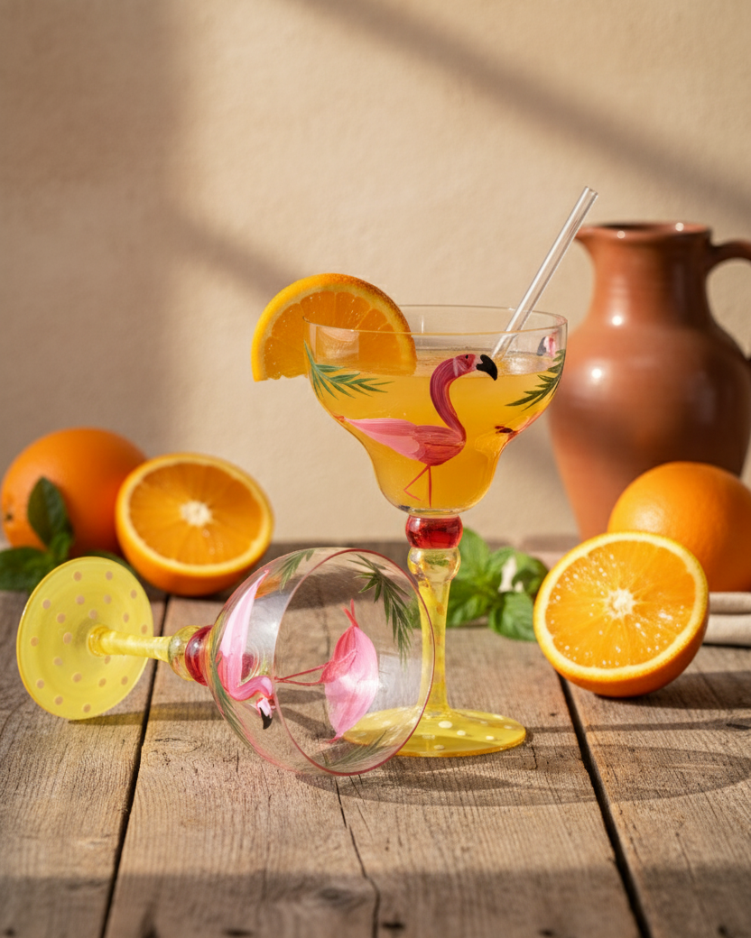 Hand-Painted Margarita Cocktail Glass - 250ml 