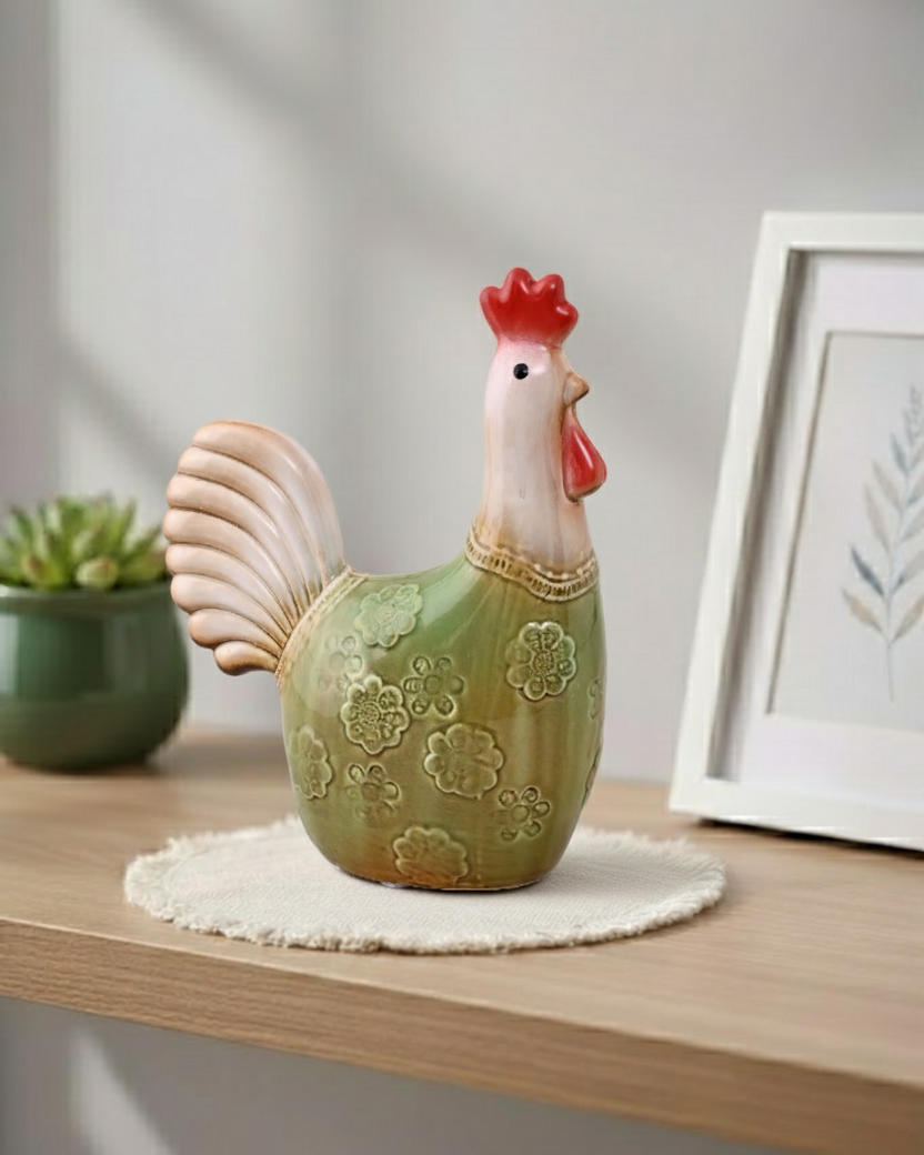 Country Charm Rooster Decorative Figurines - Set Of 2 