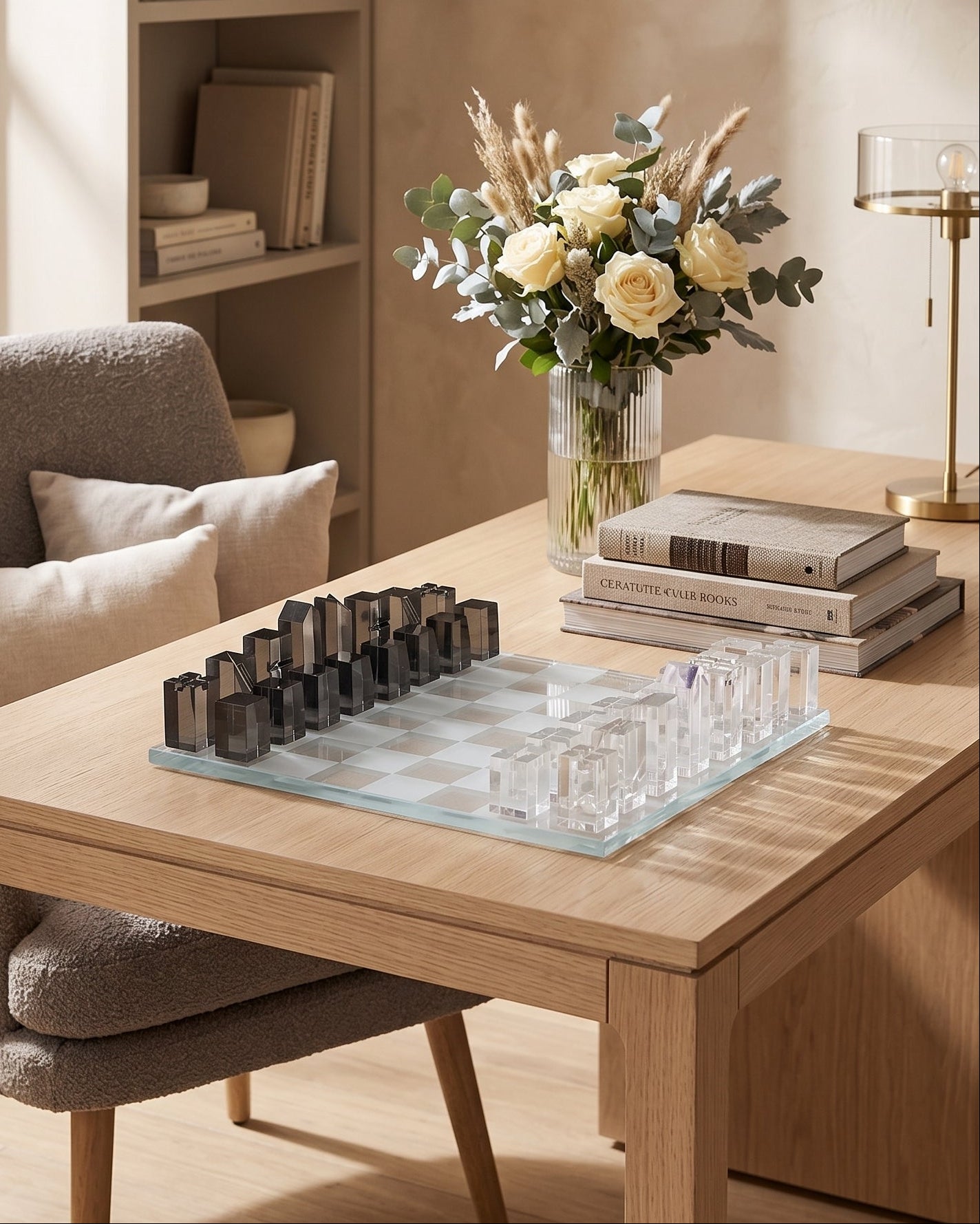 Modern Crystal Geometry Chess Set