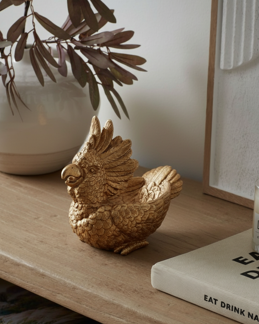 Golden Crest Bird Decorative Figurine 