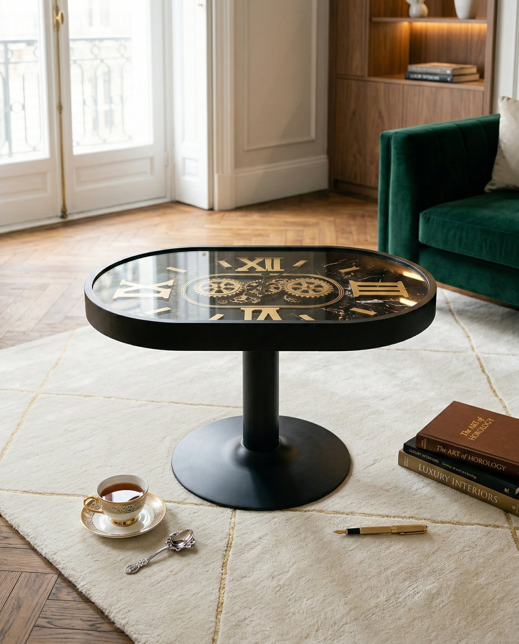 Roman Gear Clock Top Center Table 