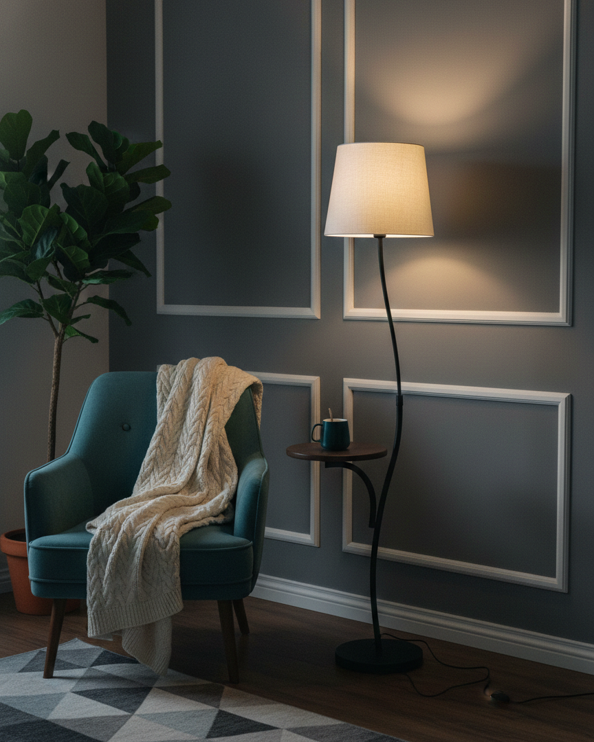 Harbor Curve Side Table Floor Lamp 