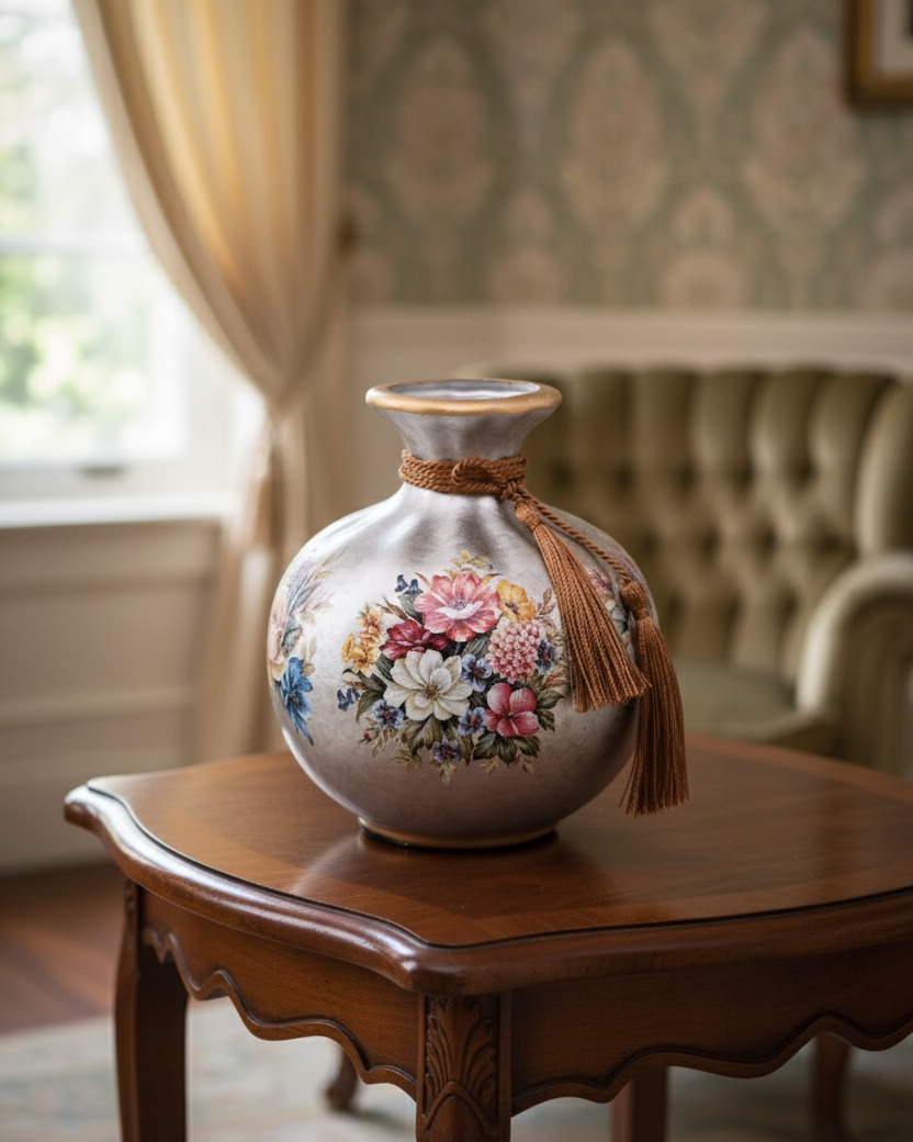 Royal Bloom Vase & Decorative Plate - Set Of 3 