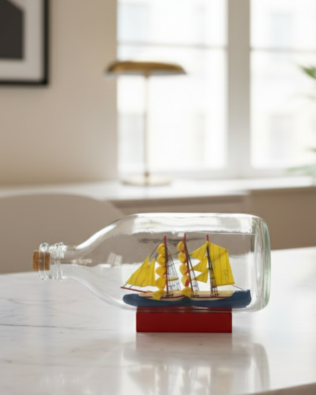 Ocean Whisper Bottle Decorative Ship 