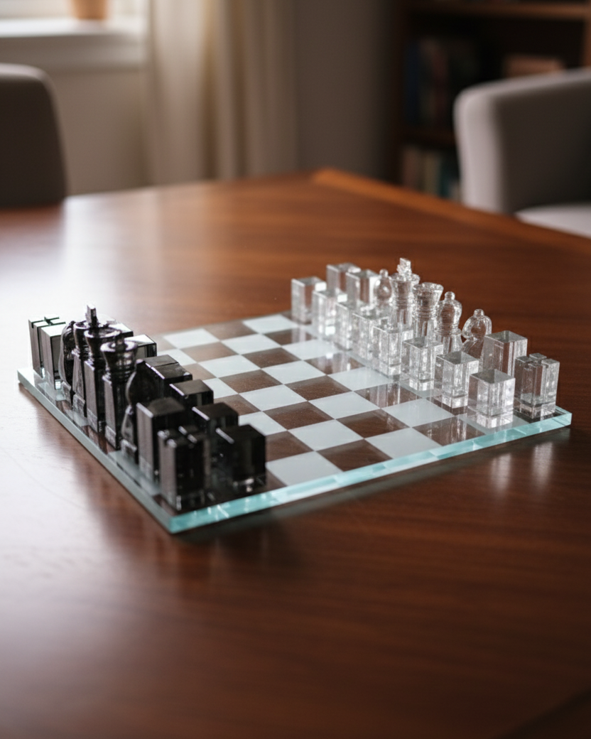 Modern Crystal Geometry Chess Set 