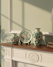 Blush Vine Vase & Decorative Plate - Set Of 3