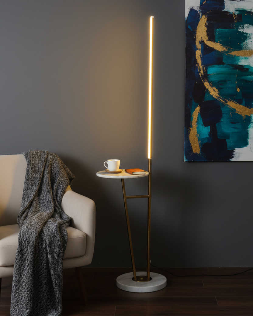 Luxe Beacon Side Table Floor Lamp 