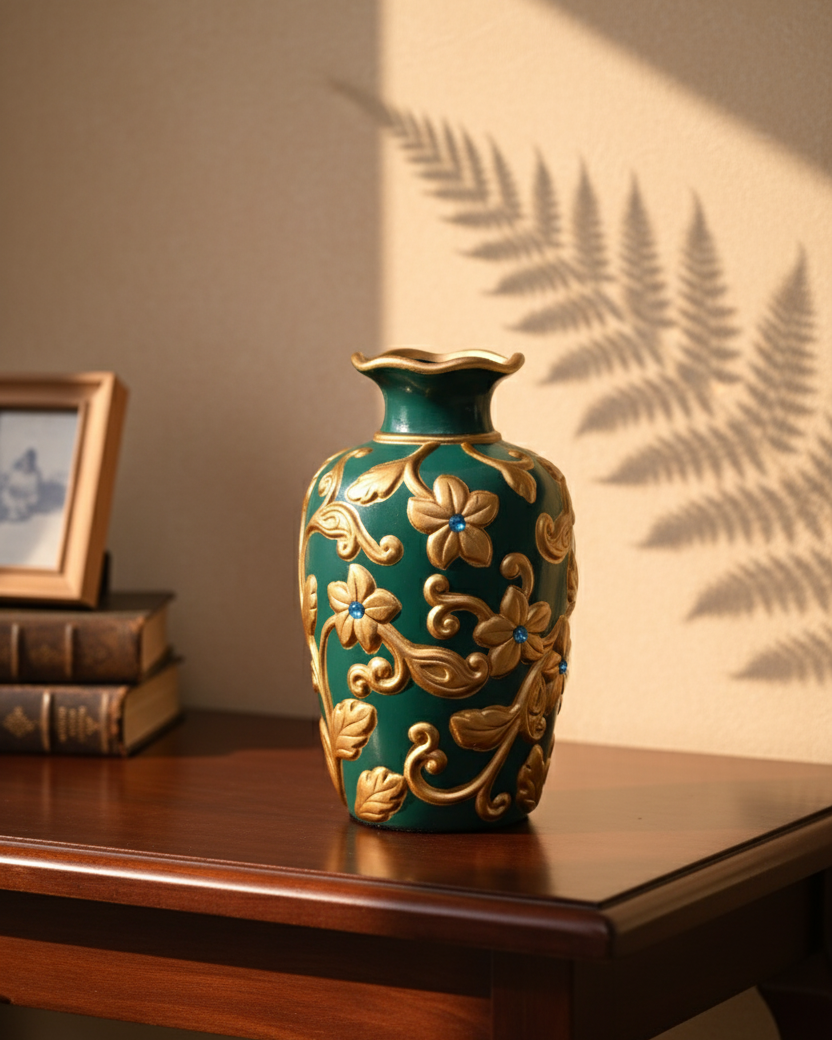 Emerald Royale Vase & Decorative Plate - Set Of 3 