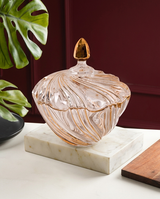 Spiral Winds Crystal Glass Candy Jar with Lid